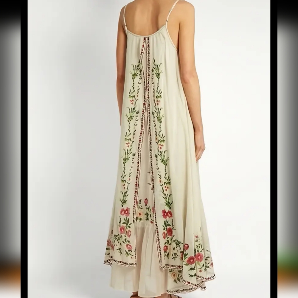 Womens Sleeveless Floral Print Maxi Dress V Neck - Picture 4 of 4